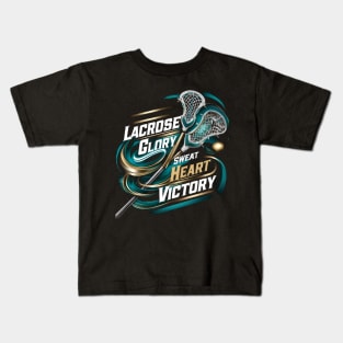 Lacrosse Glory: Sweat, Heart, Victory Kids T-Shirt